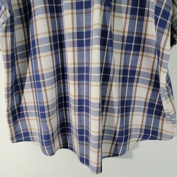 PLAINS Big Man Western Button-Up Shirt 2X Blue/White Plaid Snap Button Cotton - Picture 8 of 11